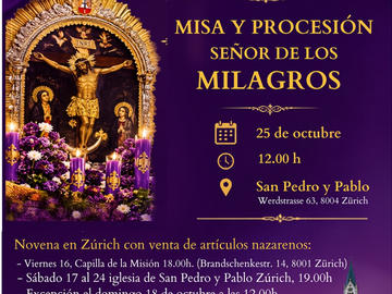 Novena, Misa y Procesión en                       honor al Señor de los Milagros