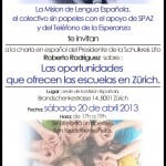 Charla sobre las oportunidades que ofrecen las escuelas en Zürich