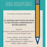 Charla «El sistema educativo en Suiza. La Secundaria (aprendizaje y Bachillerato)» Charla «El sistema educativo en Suiza. La Secundaria (aprendizaje y Bachillerato)»
