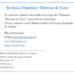 Se busca Organista y Director de Coro