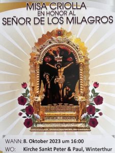 Misa criolla en honor al Señor de los Milagros en Winterthur @ Iglesia San Peter und Paul