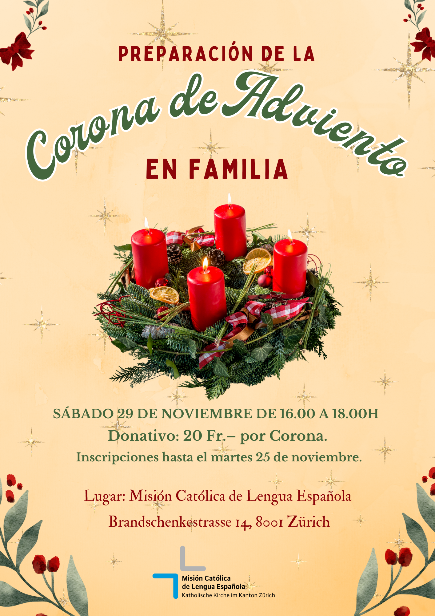 Preparación de la Corona de Adviento en familia